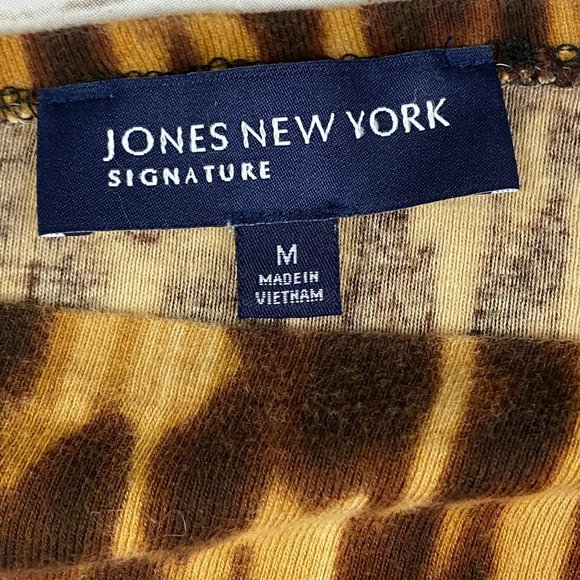 Jones New York Animal Print Blouse Short Sleeve Dressy Super Soft Women's Size M - Picture 7 of 7